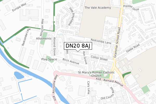 DN20 8AJ map - large scale - OS Open Zoomstack (Ordnance Survey)