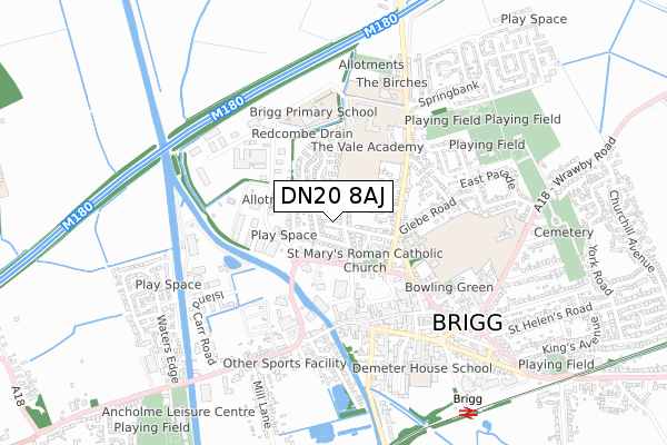 DN20 8AJ map - small scale - OS Open Zoomstack (Ordnance Survey)