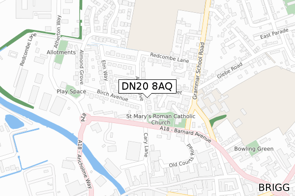 DN20 8AQ map - large scale - OS Open Zoomstack (Ordnance Survey)