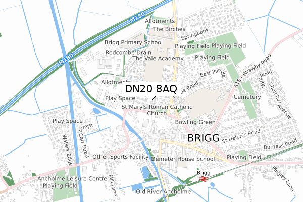 DN20 8AQ map - small scale - OS Open Zoomstack (Ordnance Survey)