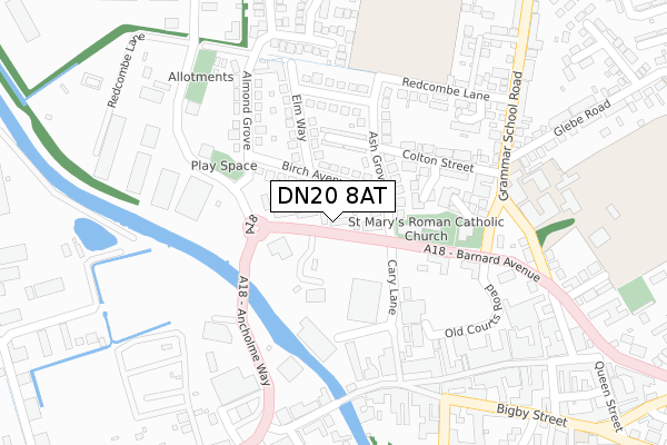 DN20 8AT map - large scale - OS Open Zoomstack (Ordnance Survey)