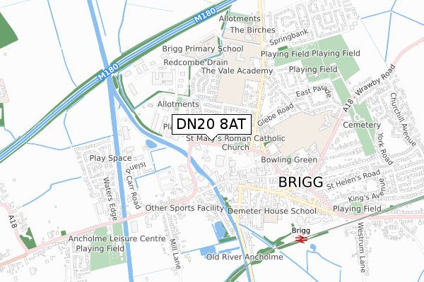 DN20 8AT map - small scale - OS Open Zoomstack (Ordnance Survey)