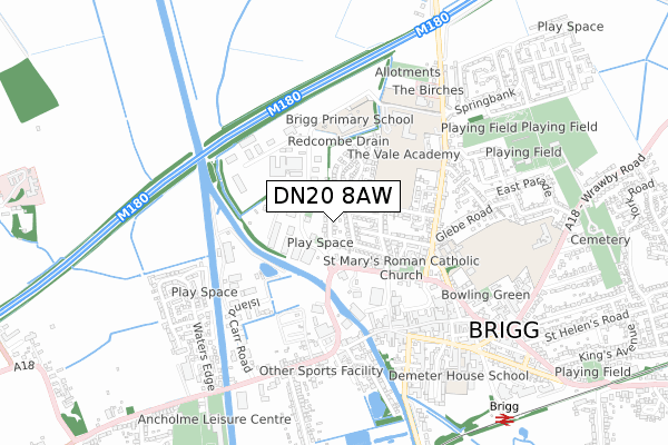 DN20 8AW map - small scale - OS Open Zoomstack (Ordnance Survey)