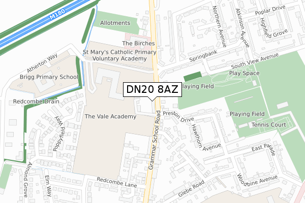 DN20 8AZ map - large scale - OS Open Zoomstack (Ordnance Survey)