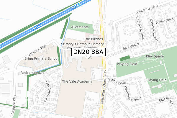 DN20 8BA map - large scale - OS Open Zoomstack (Ordnance Survey)