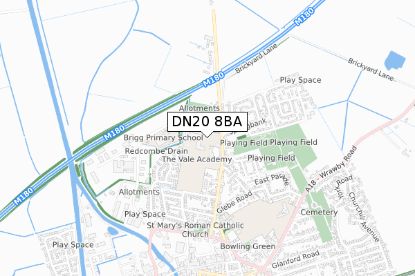 DN20 8BA map - small scale - OS Open Zoomstack (Ordnance Survey)