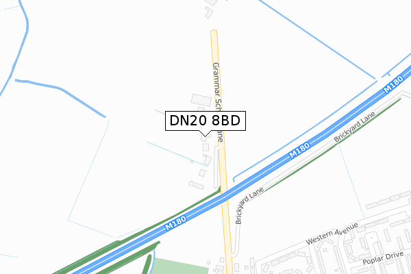 DN20 8BD map - large scale - OS Open Zoomstack (Ordnance Survey)