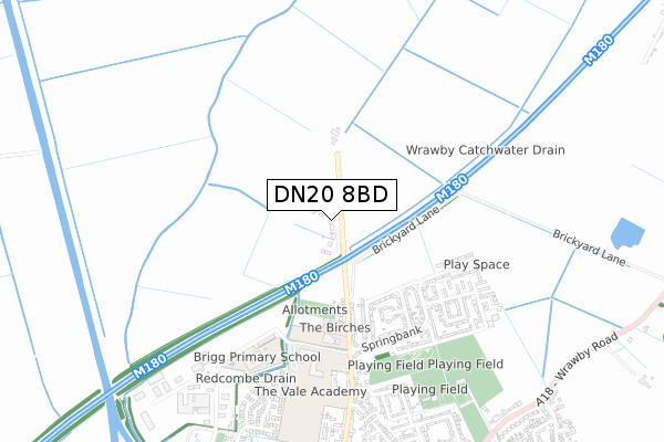 DN20 8BD map - small scale - OS Open Zoomstack (Ordnance Survey)