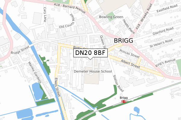 DN20 8BF map - large scale - OS Open Zoomstack (Ordnance Survey)