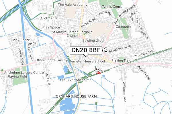 DN20 8BF map - small scale - OS Open Zoomstack (Ordnance Survey)