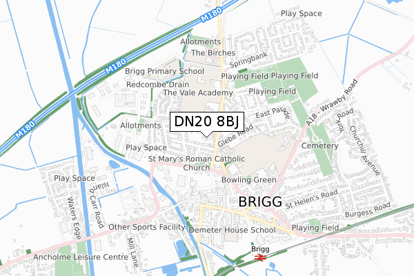 DN20 8BJ map - small scale - OS Open Zoomstack (Ordnance Survey)