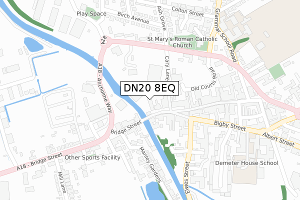 DN20 8EQ map - large scale - OS Open Zoomstack (Ordnance Survey)