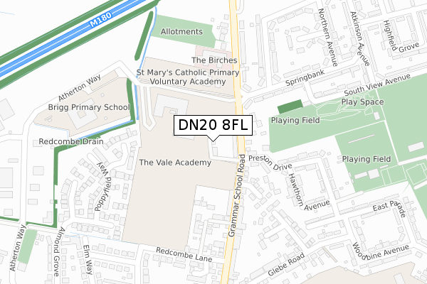 DN20 8FL map - large scale - OS Open Zoomstack (Ordnance Survey)