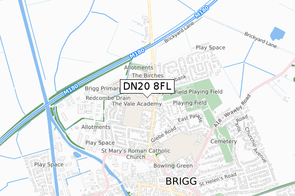 DN20 8FL map - small scale - OS Open Zoomstack (Ordnance Survey)