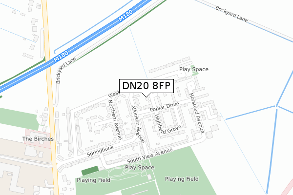 DN20 8FP map - large scale - OS Open Zoomstack (Ordnance Survey)