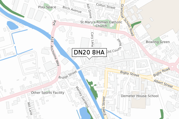 DN20 8HA map - large scale - OS Open Zoomstack (Ordnance Survey)