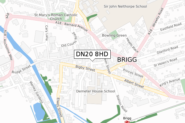 DN20 8HD map - large scale - OS Open Zoomstack (Ordnance Survey)