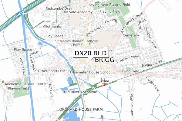 DN20 8HD map - small scale - OS Open Zoomstack (Ordnance Survey)