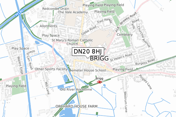 DN20 8HJ map - small scale - OS Open Zoomstack (Ordnance Survey)