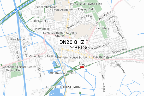 DN20 8HZ map - small scale - OS Open Zoomstack (Ordnance Survey)