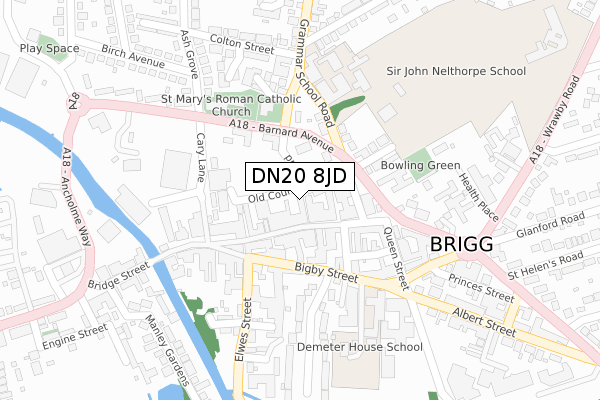 DN20 8JD map - large scale - OS Open Zoomstack (Ordnance Survey)