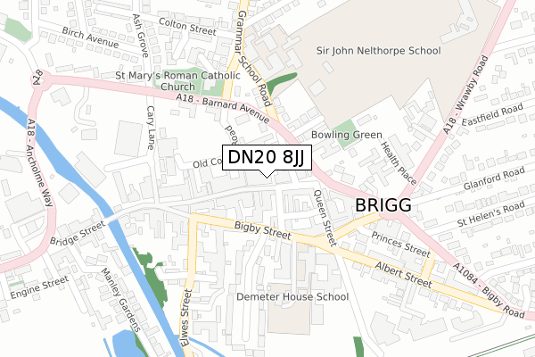 DN20 8JJ map - large scale - OS Open Zoomstack (Ordnance Survey)