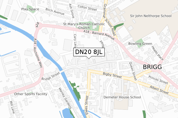 DN20 8JL map - large scale - OS Open Zoomstack (Ordnance Survey)