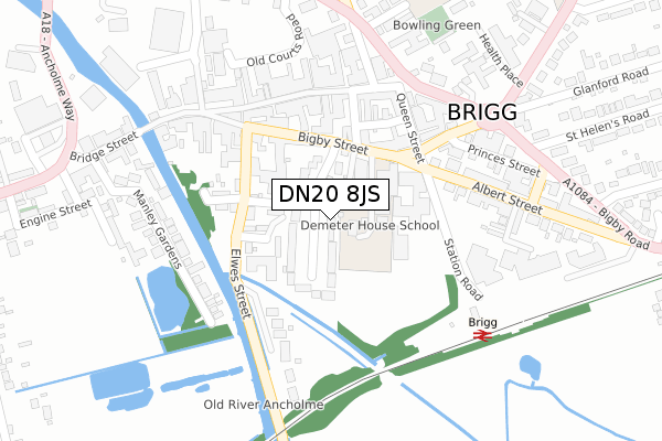 DN20 8JS map - large scale - OS Open Zoomstack (Ordnance Survey)