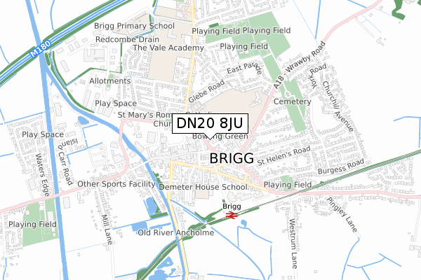 DN20 8JU map - small scale - OS Open Zoomstack (Ordnance Survey)