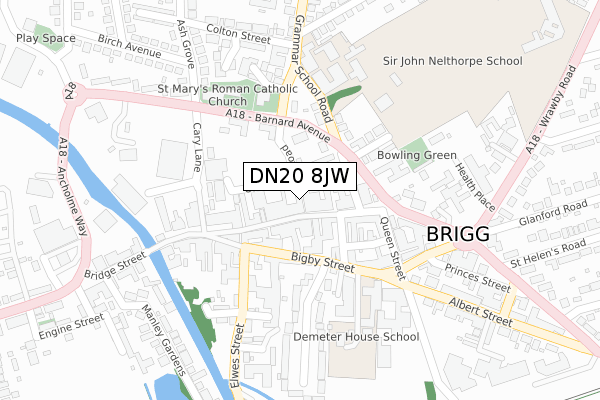 DN20 8JW map - large scale - OS Open Zoomstack (Ordnance Survey)