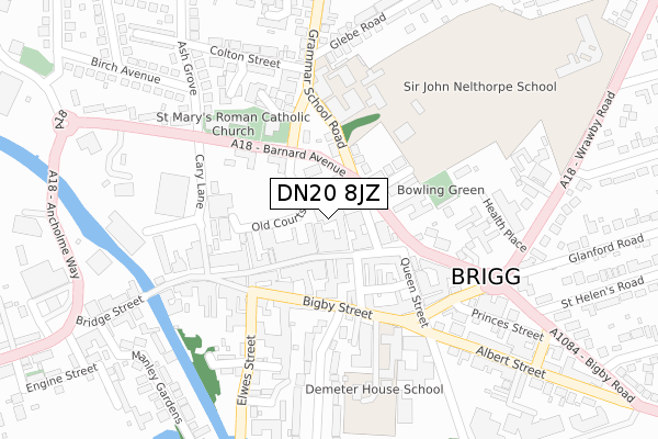 DN20 8JZ map - large scale - OS Open Zoomstack (Ordnance Survey)