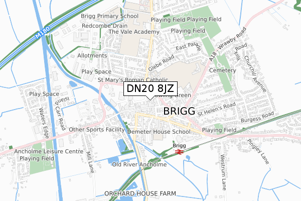 DN20 8JZ map - small scale - OS Open Zoomstack (Ordnance Survey)