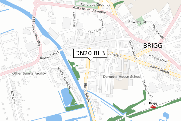 DN20 8LB map - large scale - OS Open Zoomstack (Ordnance Survey)