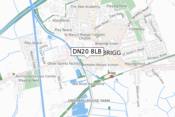 DN20 8LB map - small scale - OS Open Zoomstack (Ordnance Survey)