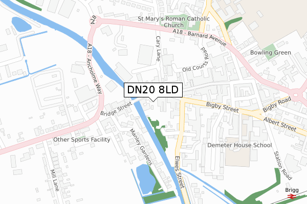 DN20 8LD map - large scale - OS Open Zoomstack (Ordnance Survey)