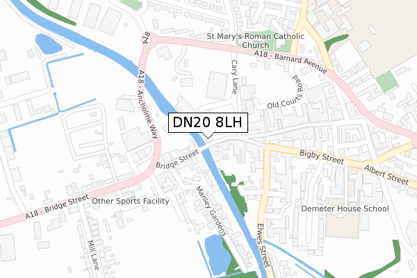 DN20 8LH map - large scale - OS Open Zoomstack (Ordnance Survey)