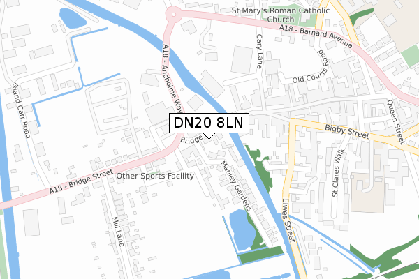 DN20 8LN map - large scale - OS Open Zoomstack (Ordnance Survey)