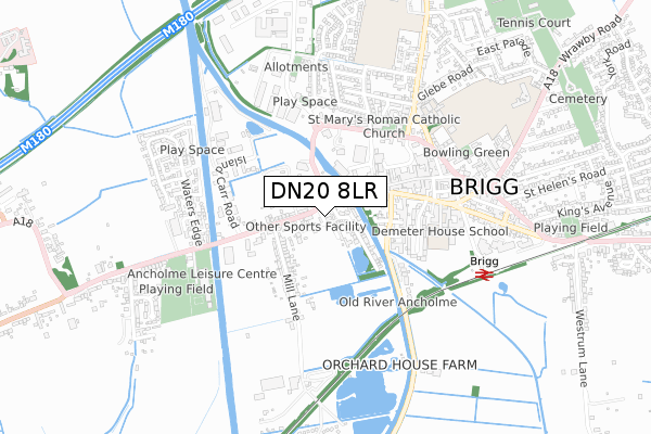 DN20 8LR map - small scale - OS Open Zoomstack (Ordnance Survey)