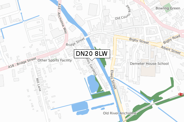 DN20 8LW map - large scale - OS Open Zoomstack (Ordnance Survey)