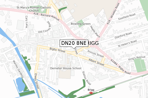 DN20 8NE map - large scale - OS Open Zoomstack (Ordnance Survey)