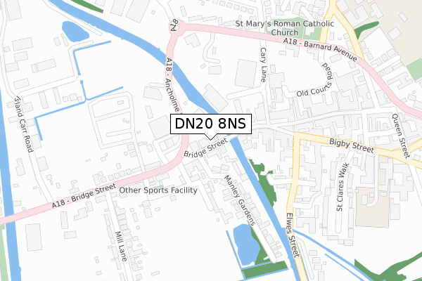 DN20 8NS map - large scale - OS Open Zoomstack (Ordnance Survey)