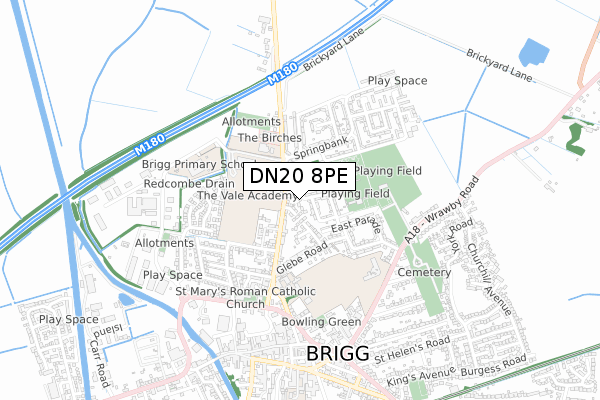 DN20 8PE map - small scale - OS Open Zoomstack (Ordnance Survey)