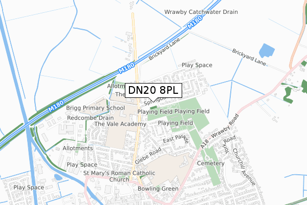 DN20 8PL map - small scale - OS Open Zoomstack (Ordnance Survey)