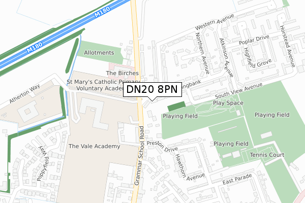 DN20 8PN map - large scale - OS Open Zoomstack (Ordnance Survey)