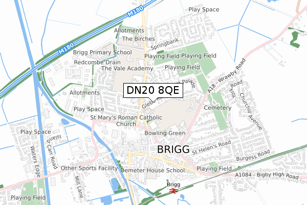 DN20 8QE map - small scale - OS Open Zoomstack (Ordnance Survey)