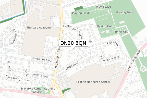 DN20 8QN map - large scale - OS Open Zoomstack (Ordnance Survey)