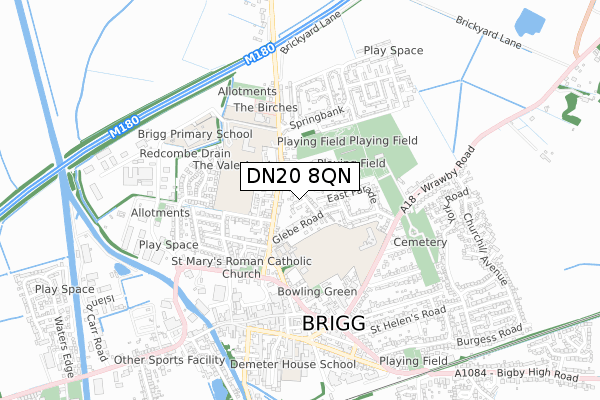 DN20 8QN map - small scale - OS Open Zoomstack (Ordnance Survey)