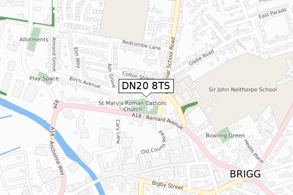 DN20 8TS map - large scale - OS Open Zoomstack (Ordnance Survey)