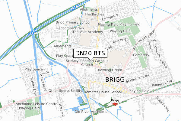 DN20 8TS map - small scale - OS Open Zoomstack (Ordnance Survey)