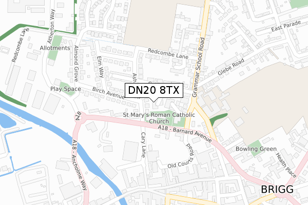 DN20 8TX map - large scale - OS Open Zoomstack (Ordnance Survey)